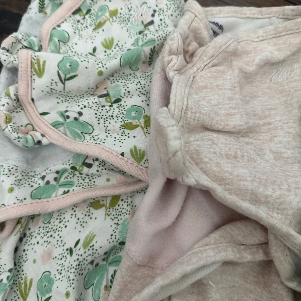 Set of Three Baby Swaddleme Swaddles in Green and Pink and floral - Picture 5 of 5